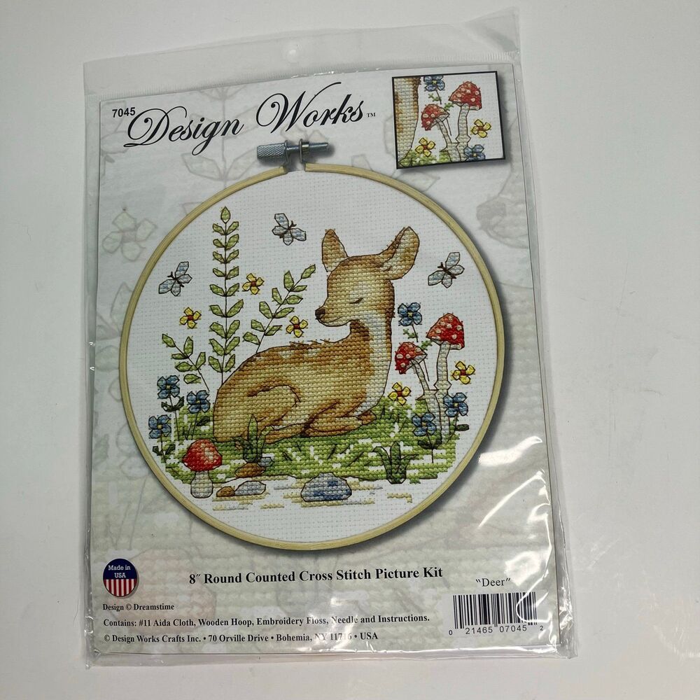 Design Works Counted Cross Stitch Kit 8" Round-Deer (11 Count) - DW7045